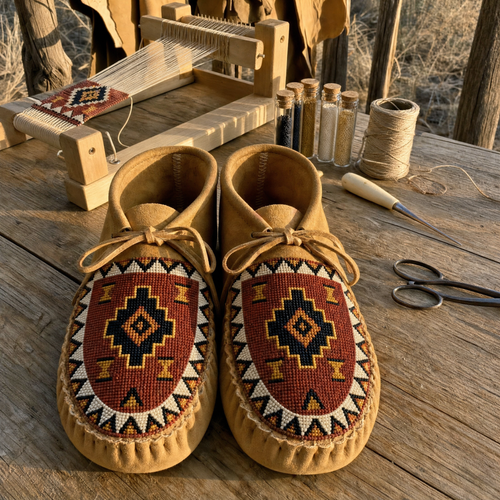 Handmade Native-Style Beaded Moccasins